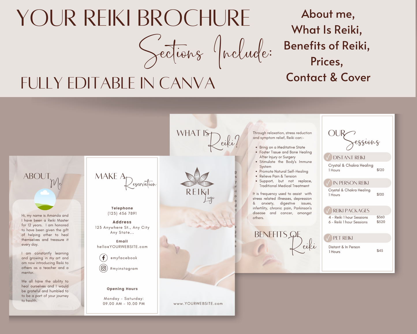 Reiki Social Media Marketing Bundle Vol 1 & 2 - Canva & Reiki Content Planner