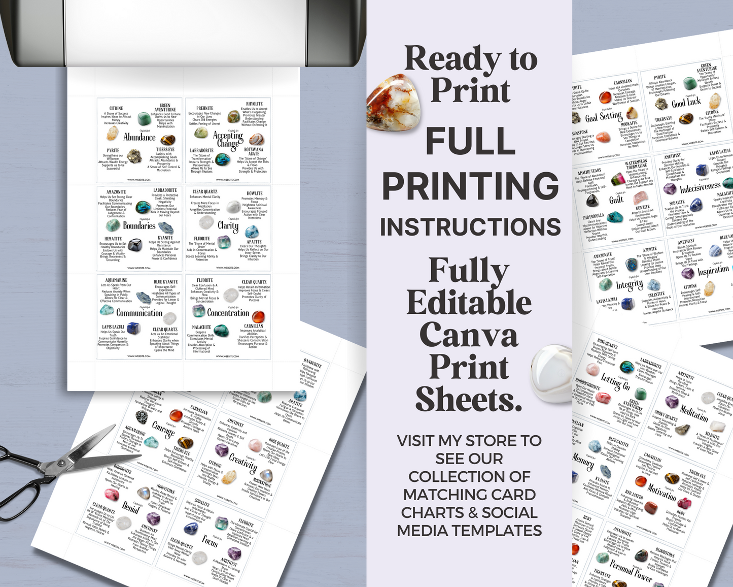 32 Crystals for Mindset Cards, Editable Crystal Kit Card Set - Canva