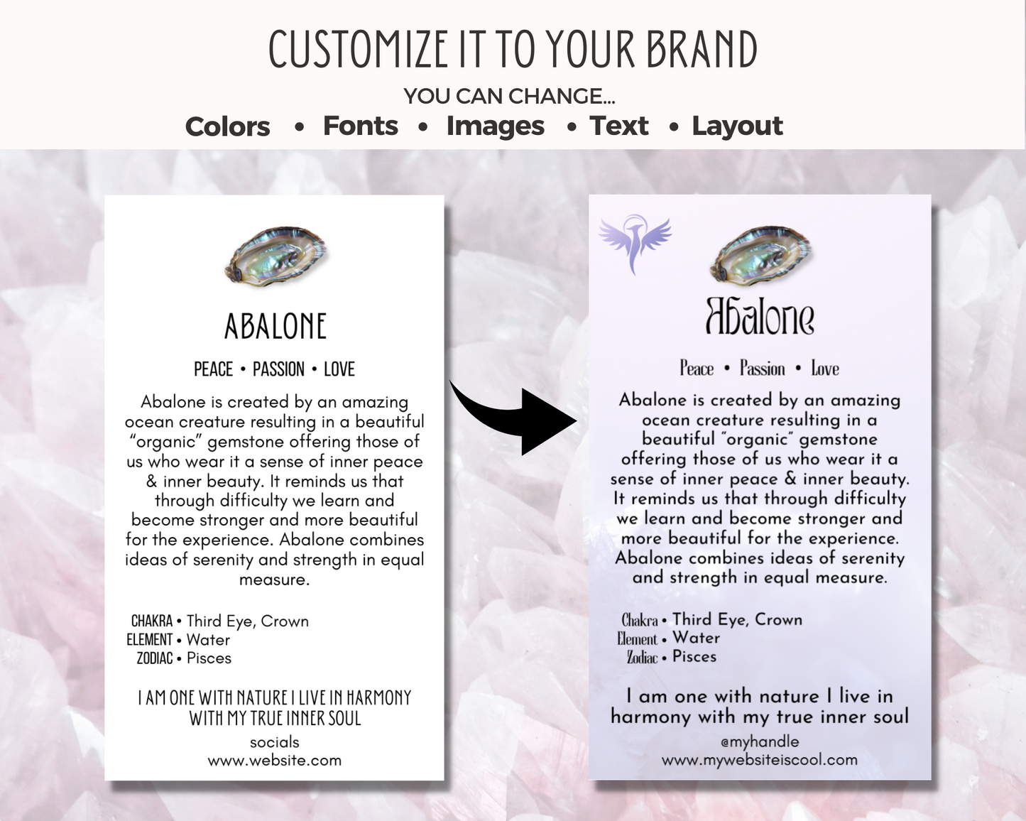 400 Business Card - Crystal Meaning Cards, Printable Gemstone Meaning Cards