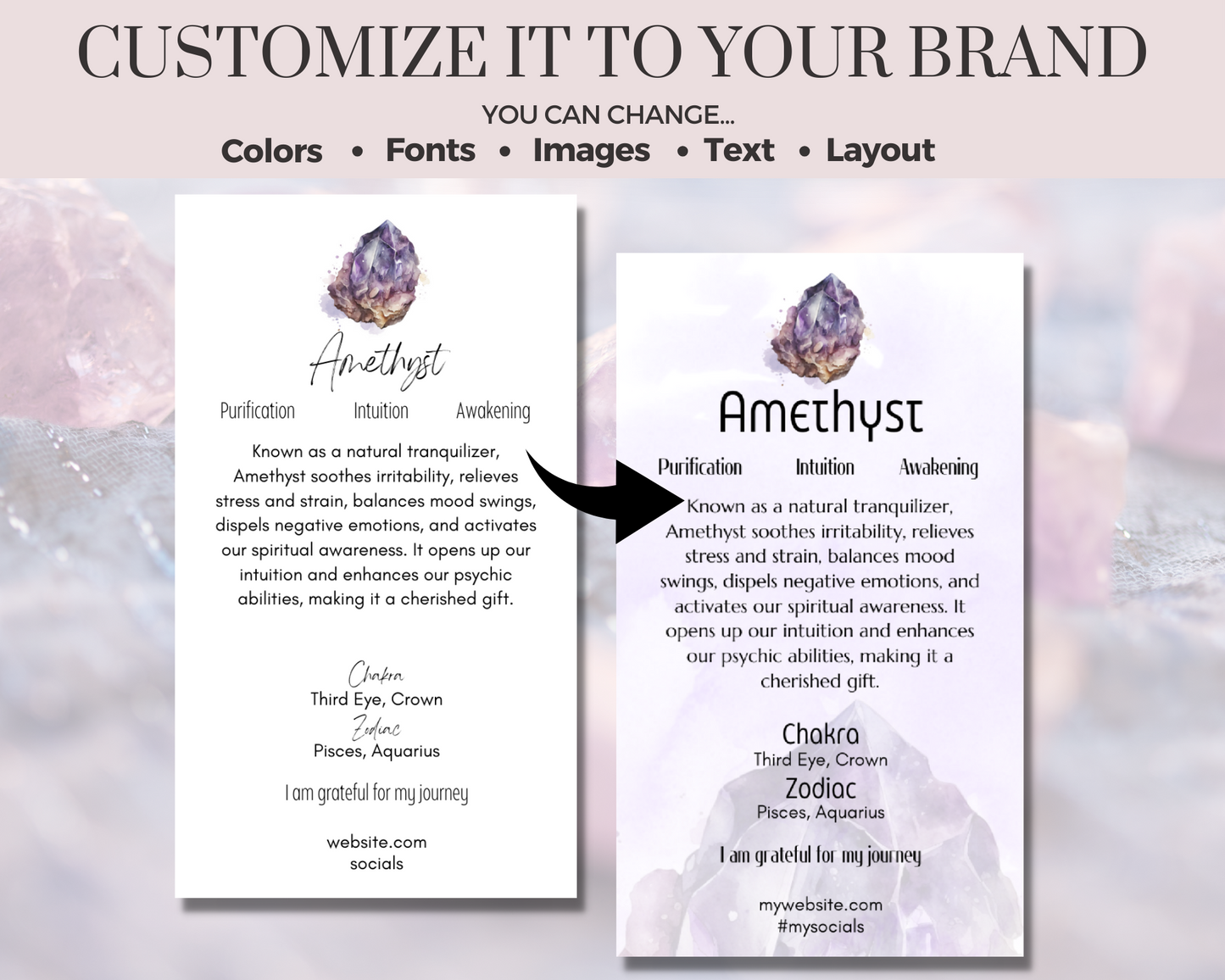 400 Editable Watercolor Crystal Meaning Cards