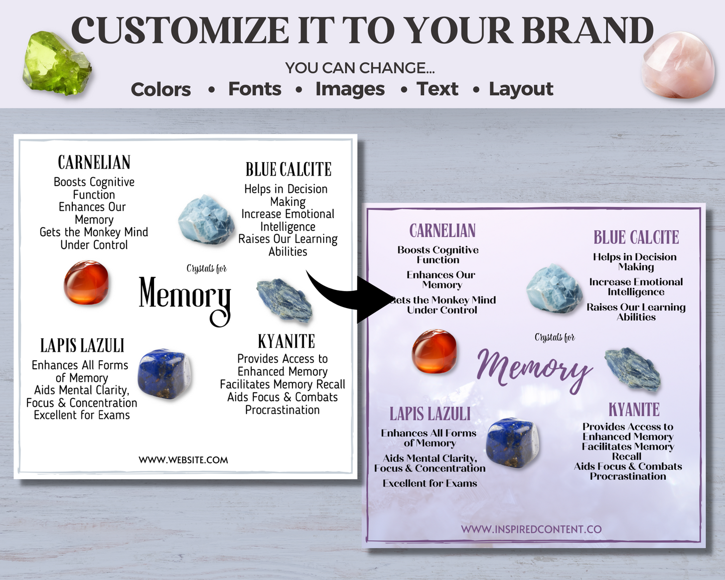32 Crystals for Mindset Cards, Editable Crystal Kit Card Set - Canva