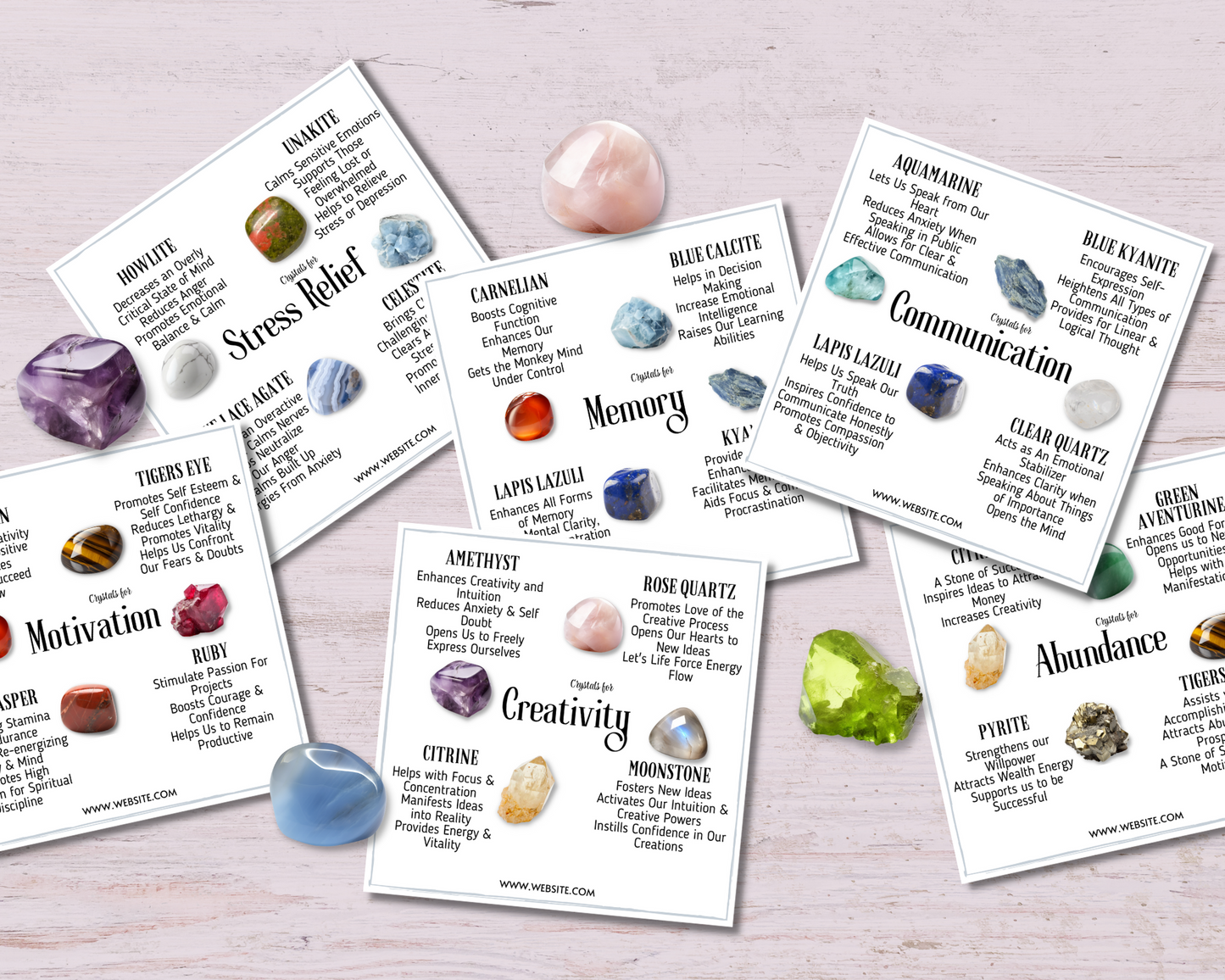 32 Crystals for Mindset Cards, Editable Crystal Kit Card Set - Canva