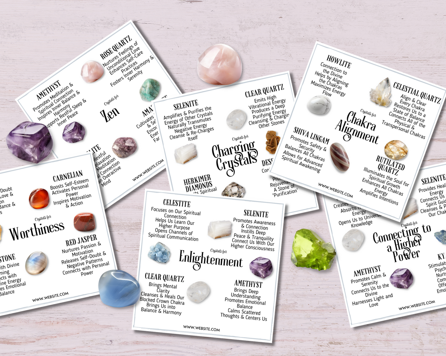 32 Crystals for Spirituality Cards, Editable Crystal Kit Card Set, Canva Printable Crystals for Spirituality