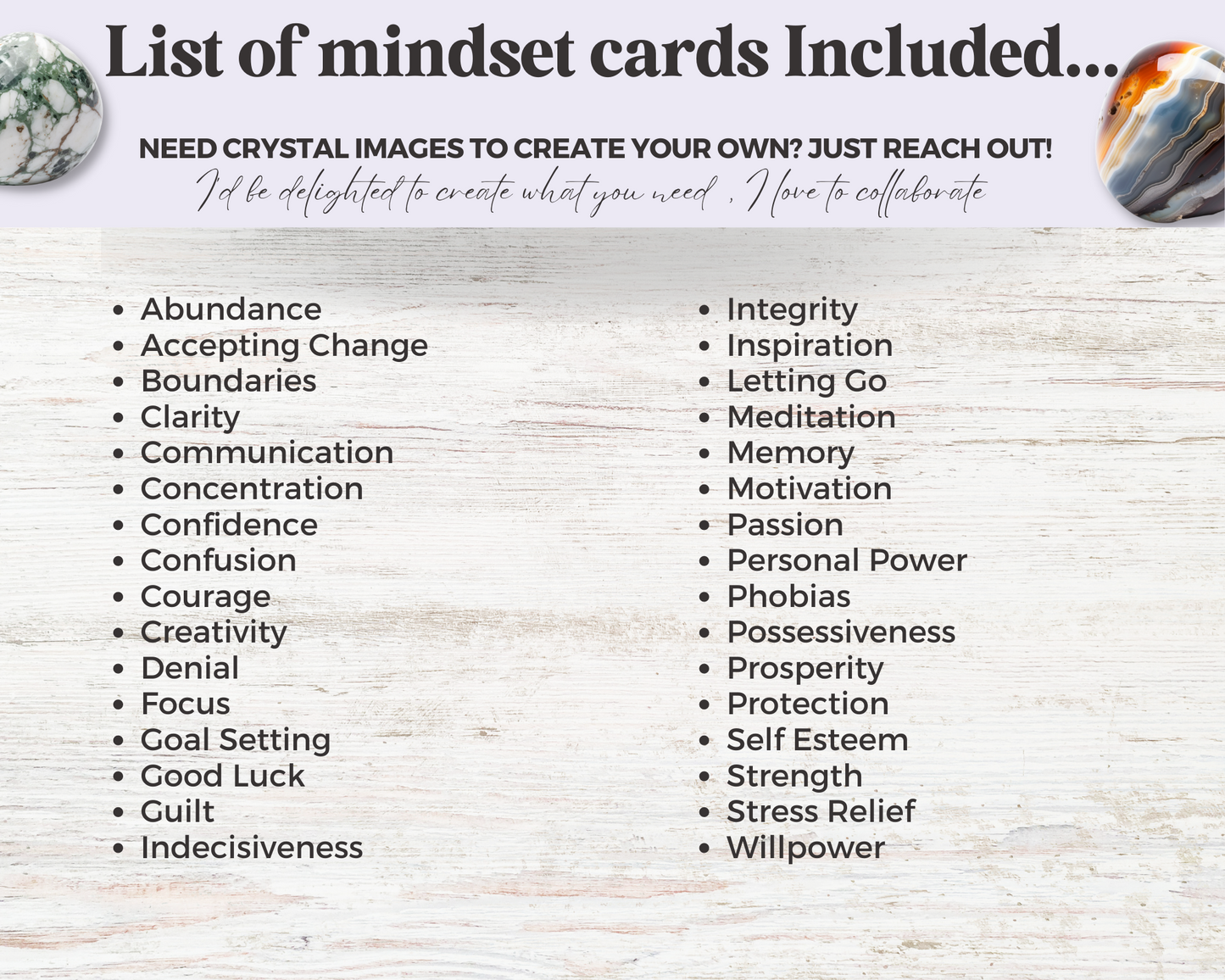 32 Crystals for Mindset Cards, Editable Crystal Kit Card Set - Canva
