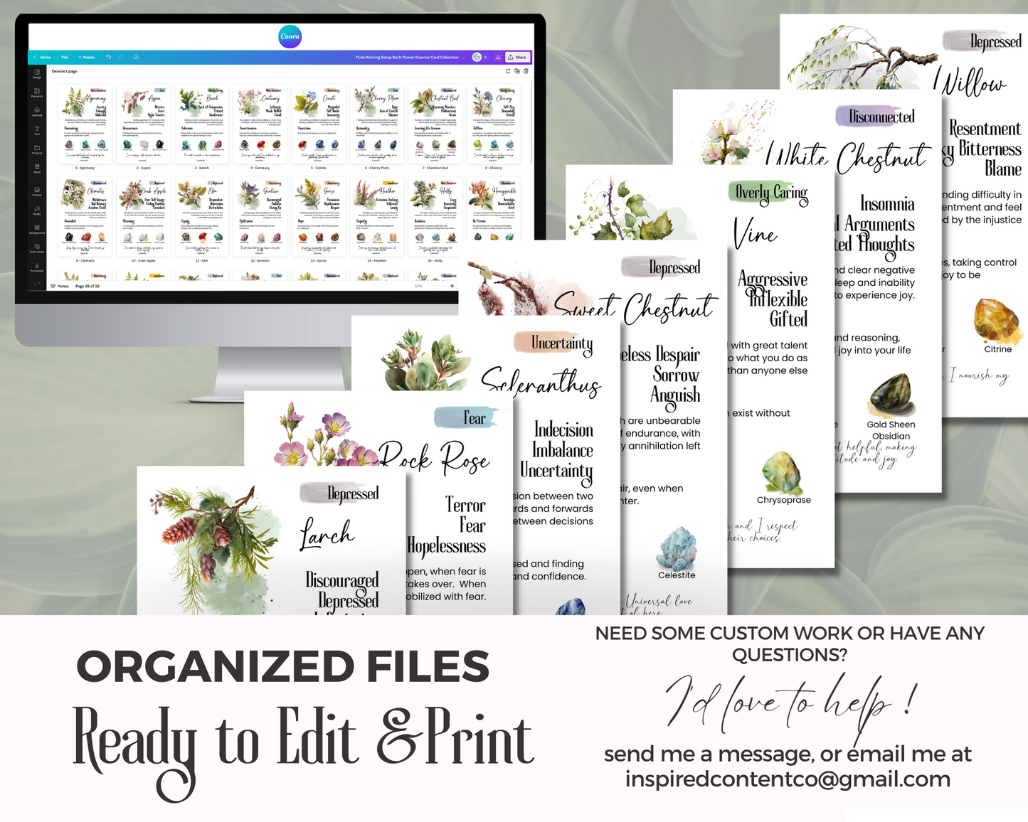 Bach Flower Cards with Crystals, Bach Remedy Healing Cards