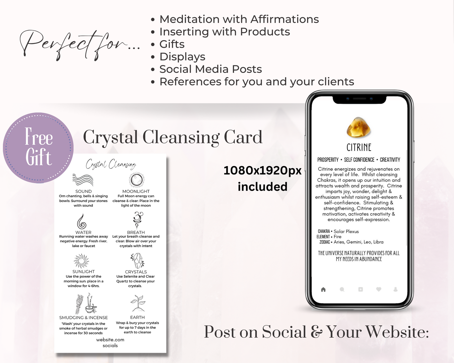 400 Business Card - Crystal Meaning Cards, Printable Gemstone Meaning Cards