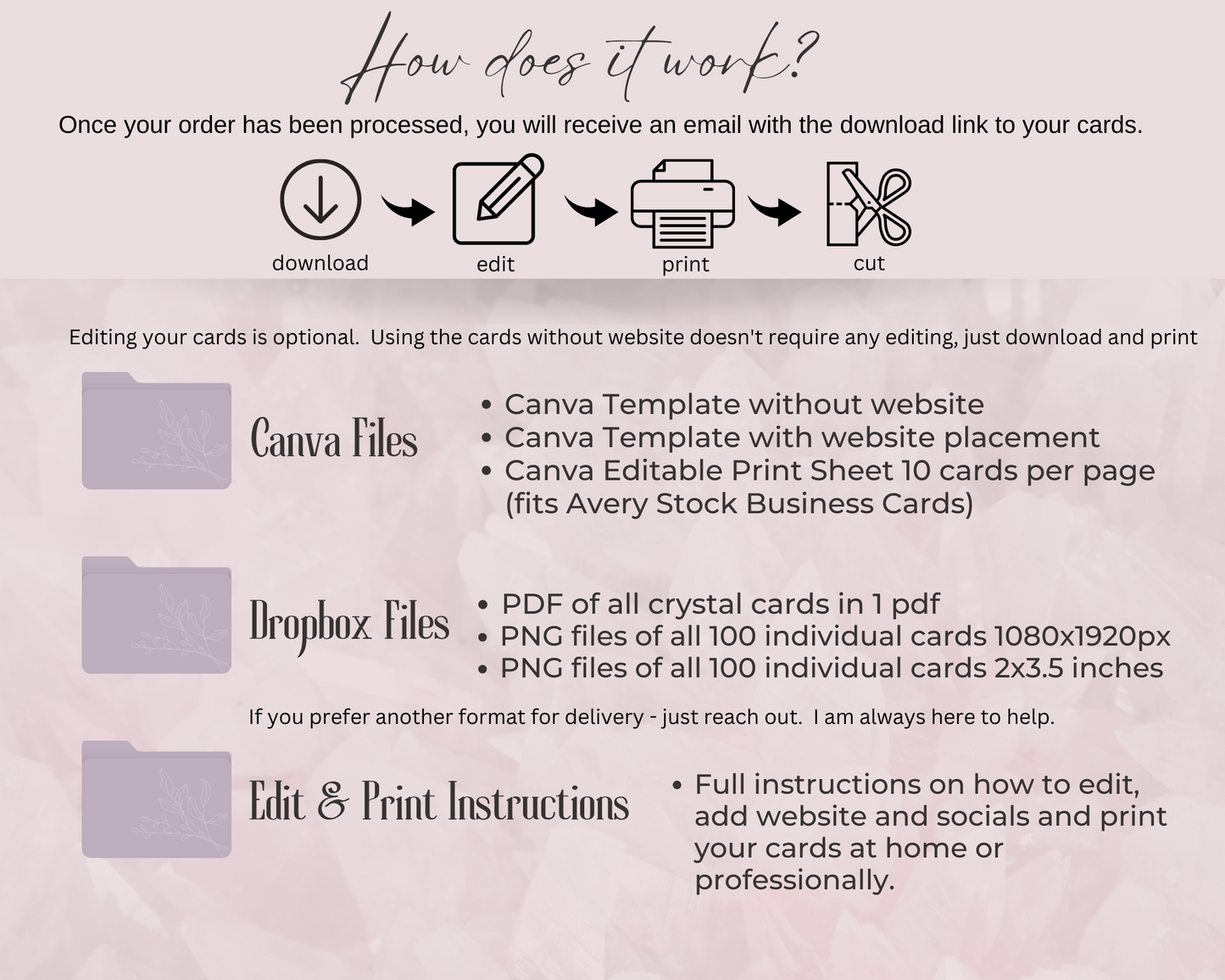 400 Editable Watercolor Crystal Meaning Cards