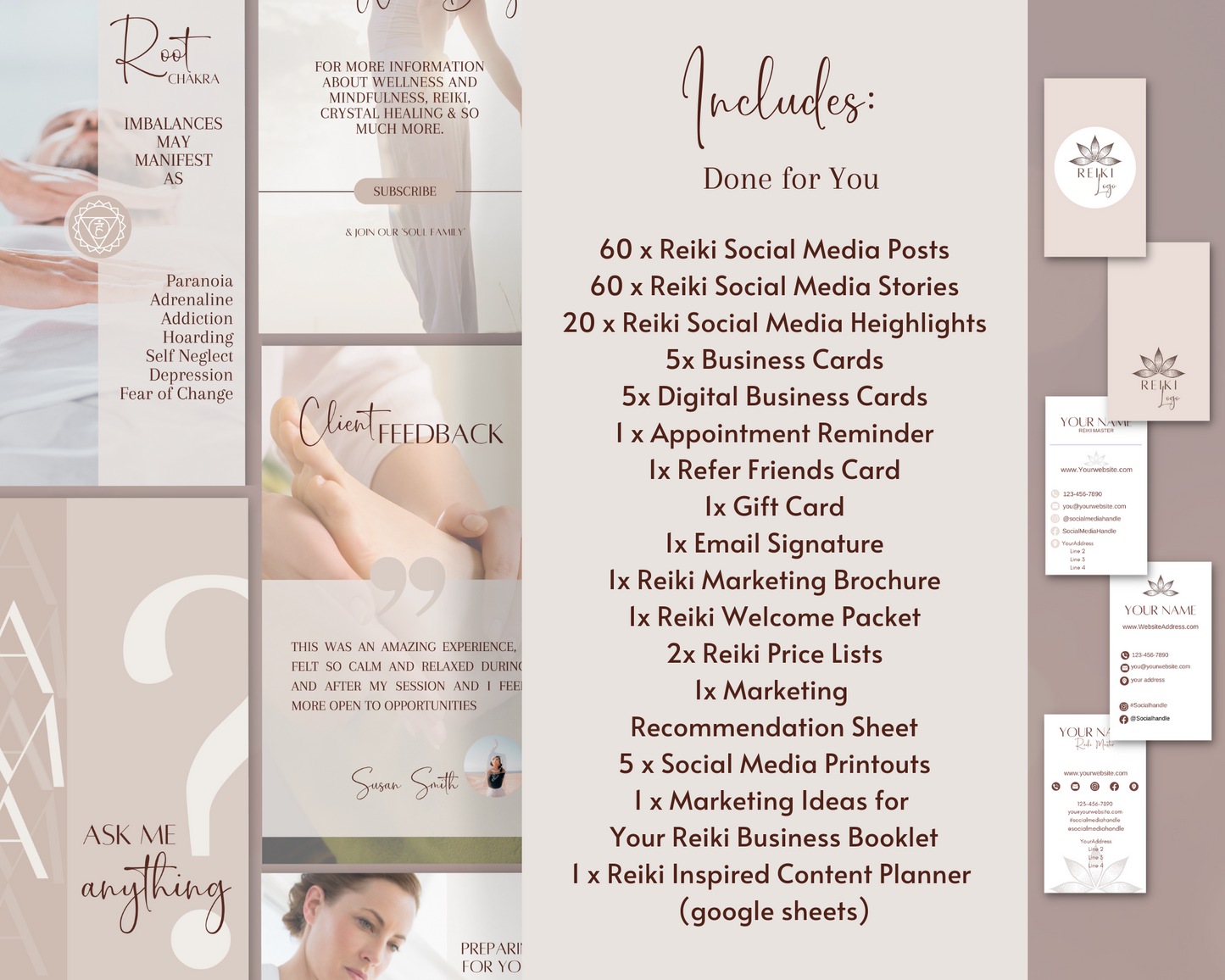 Reiki Social Media Marketing Bundle Vol 1 & 2 - Canva & Reiki Content Planner