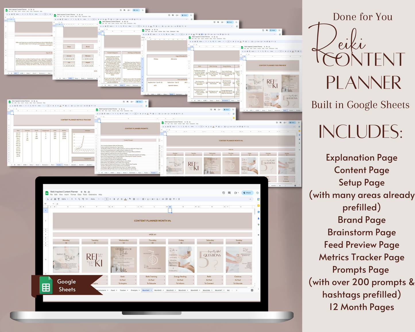 Reiki Social Media Marketing Bundle Vol 1 & 2 - Canva & Reiki Content Planner