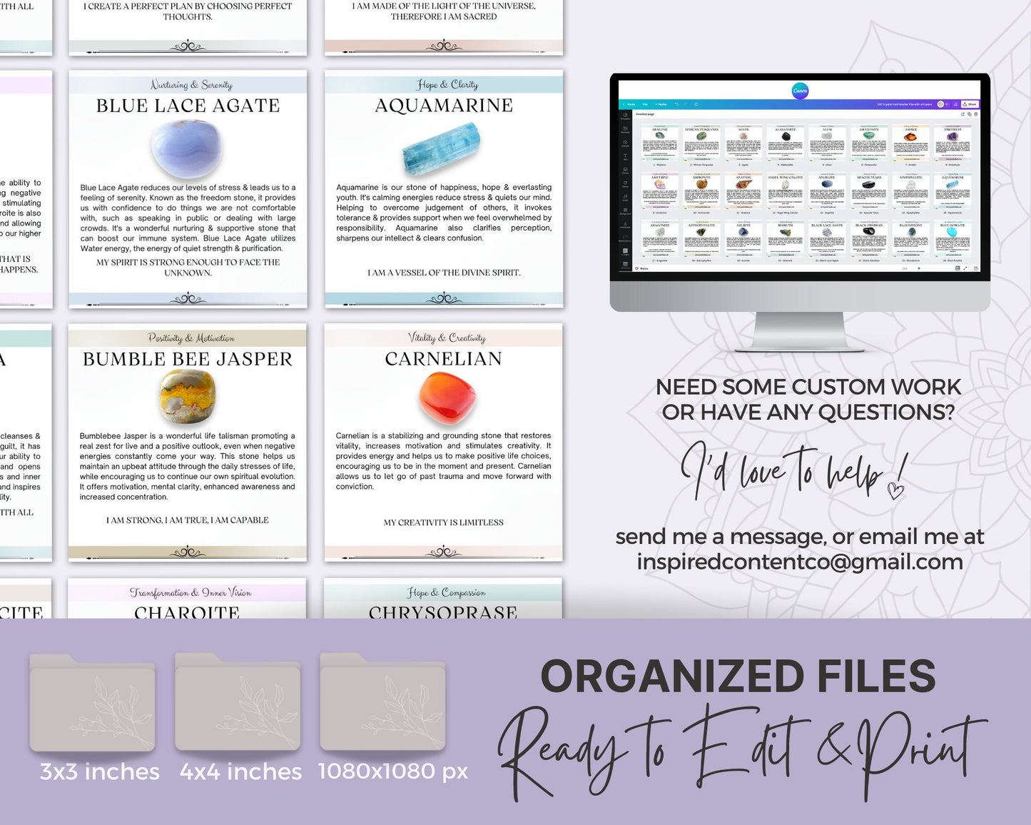 120 Crystal Meaning Card Set, Healing Crystal Info Cards, Gemstone Cards, Digital Crystal Cards, Healing Crystals Inspirational Cards