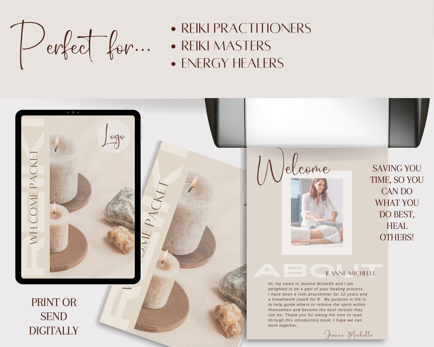 Reiki Client Welcome Guide, Energy Healing Client Onboarding Packet, Reiki Information Packet in Canva, New Client Guide for Reiki Business