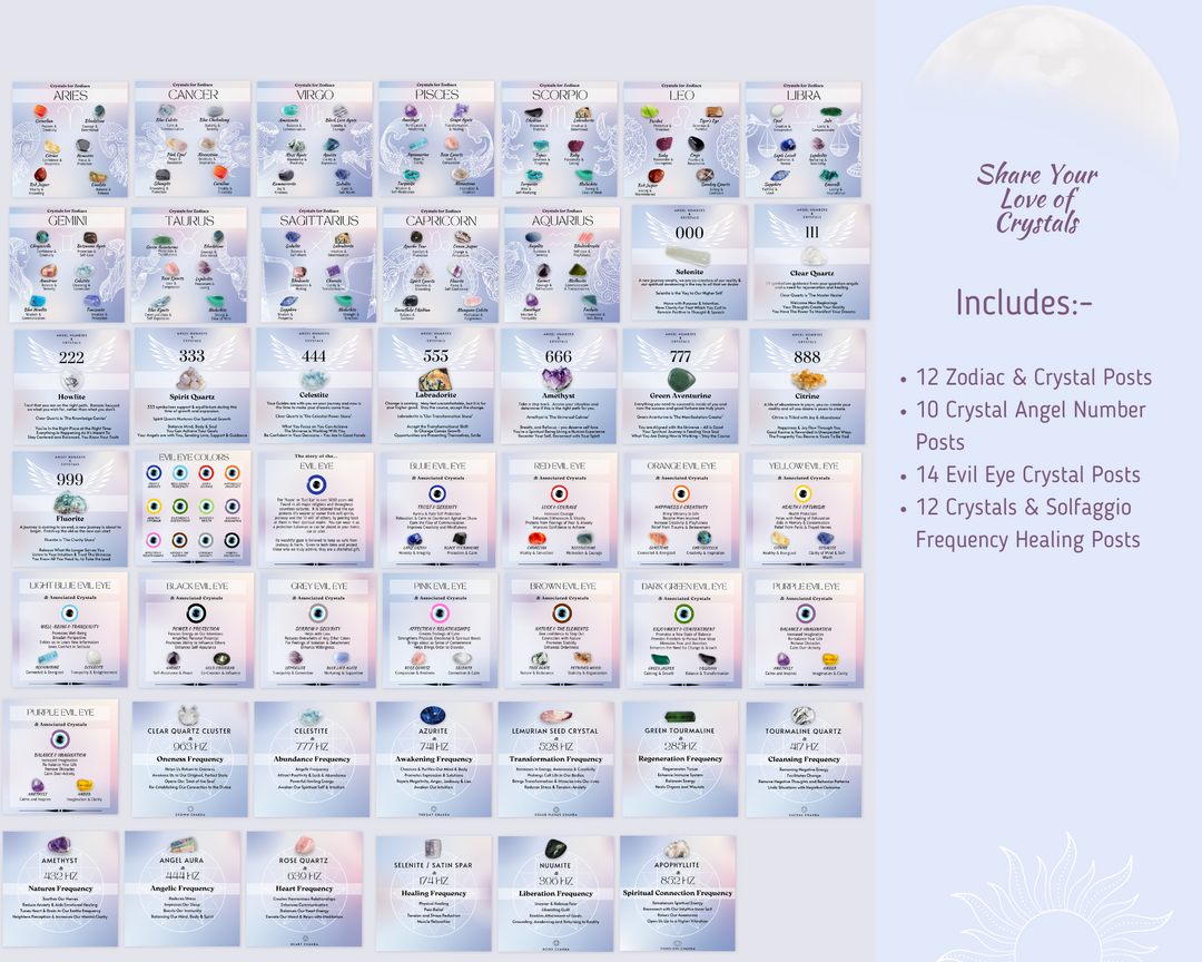 Crystal Social Media Posts Bundle - Vol 1,2,3 & 4 Energy Healing Insta ...