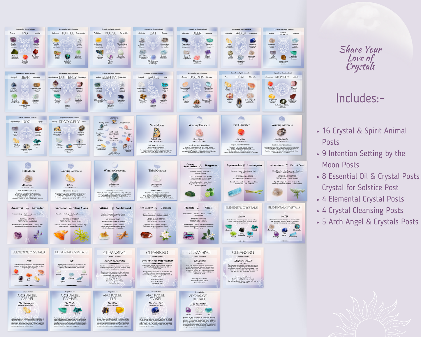 Crystal Social Media Posts Bundle - Vol 1,2,3 & 4 Energy Healing Instagram Posts