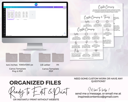 Editable Crystal Cleansing Cards, Crystal Insert Cards, How to Cleanse Your Crystals