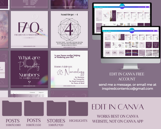 Numerology Social Media Posts Bundle, Numerological info on life path numbers, personality, compatibility, birthdate & astrology -  in Canva