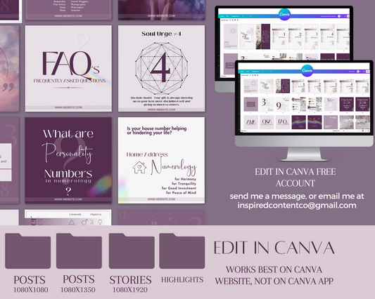 Numerology Social Media Posts Bundle, Numerological info on life path numbers, personality, compatibility, birthdate & astrology - in Canva