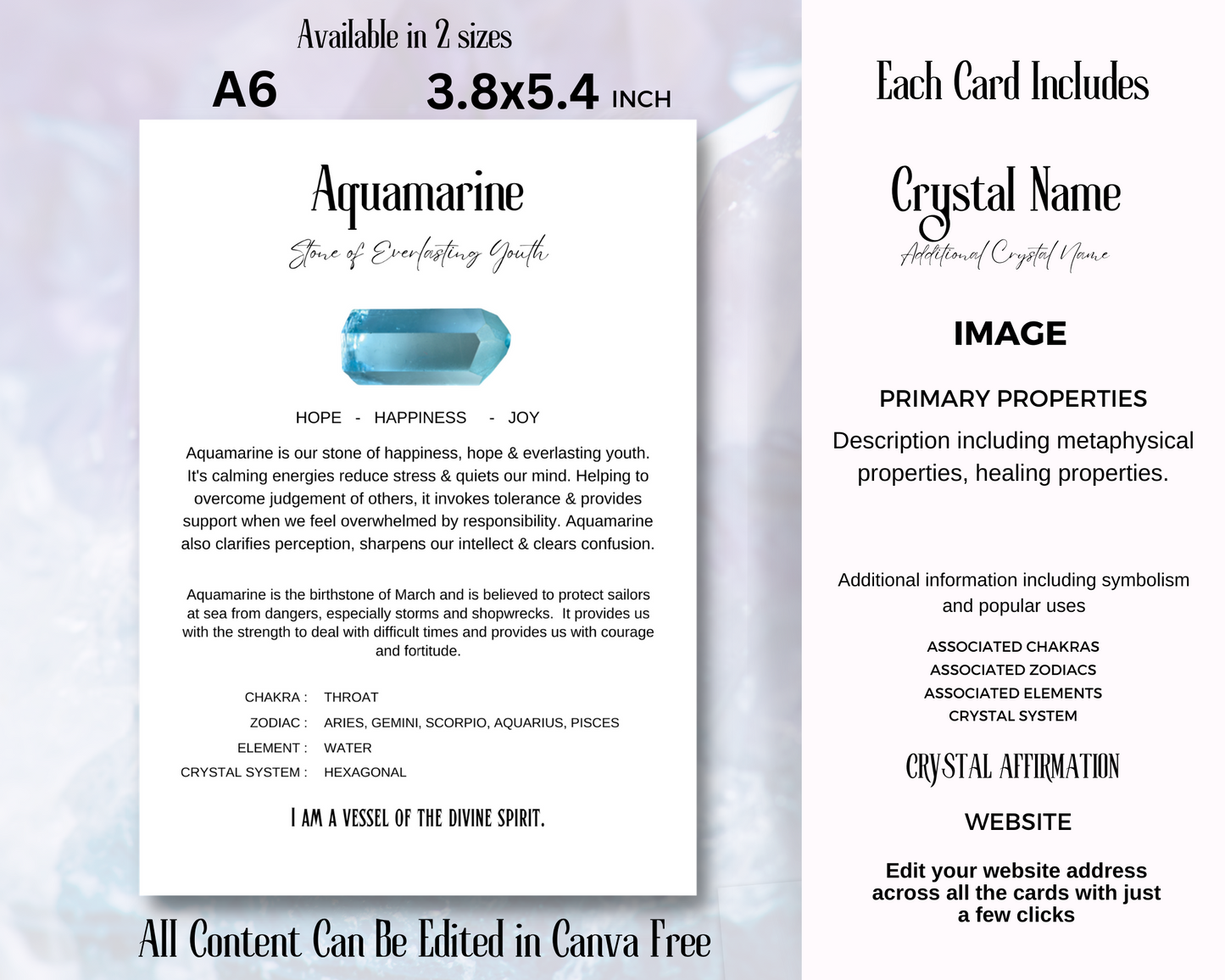 400 Editable Crystal Meaning Cards, Printable Gemstone Meaning Cards, Healing Crystal Cards with Meaning of Stones, Digital Crystal Cards