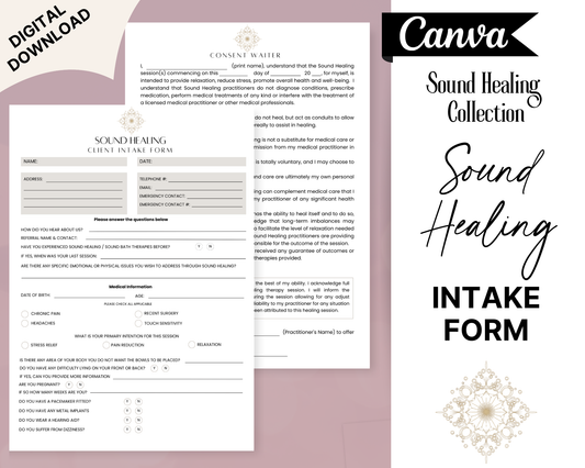 Sound Healing Client Intake & Consent Form (Fully Editable in Canva)