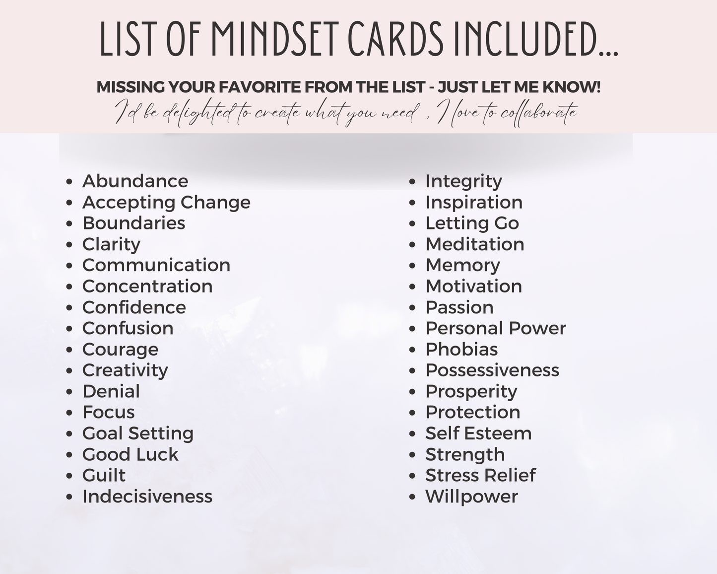 32 Crystals for Mindset Cards, Editable Crystal Kit Cards Set Business Card Size