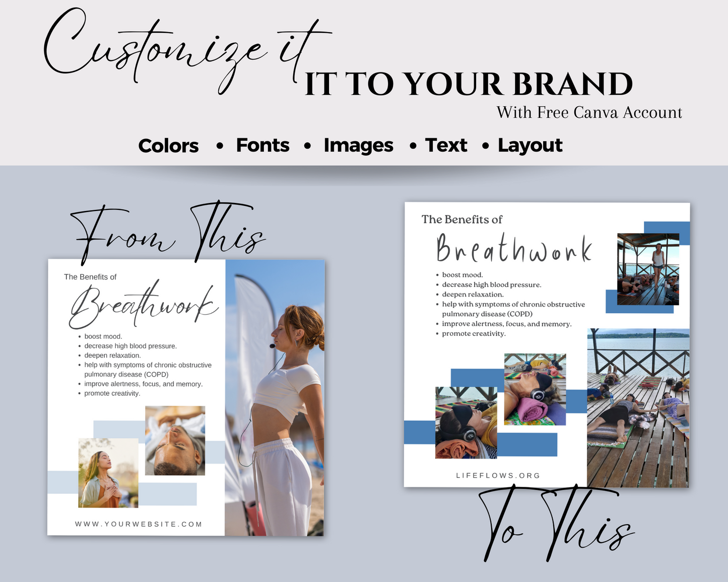 Breathwork Social Media Collection, Breath Coach Posts, Breathing IG Canva Template