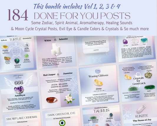 Crystal Social Media Posts Bundle - Vol 1,2,3 & 4 Energy Healing Instagram Posts