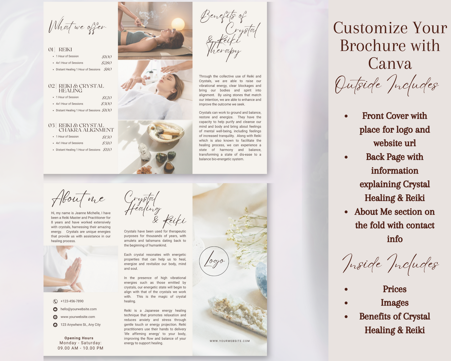 Reiki Crystal Healing Brochure, Reiki Brochure for yr Crytal Energy Healing & Reiki Business