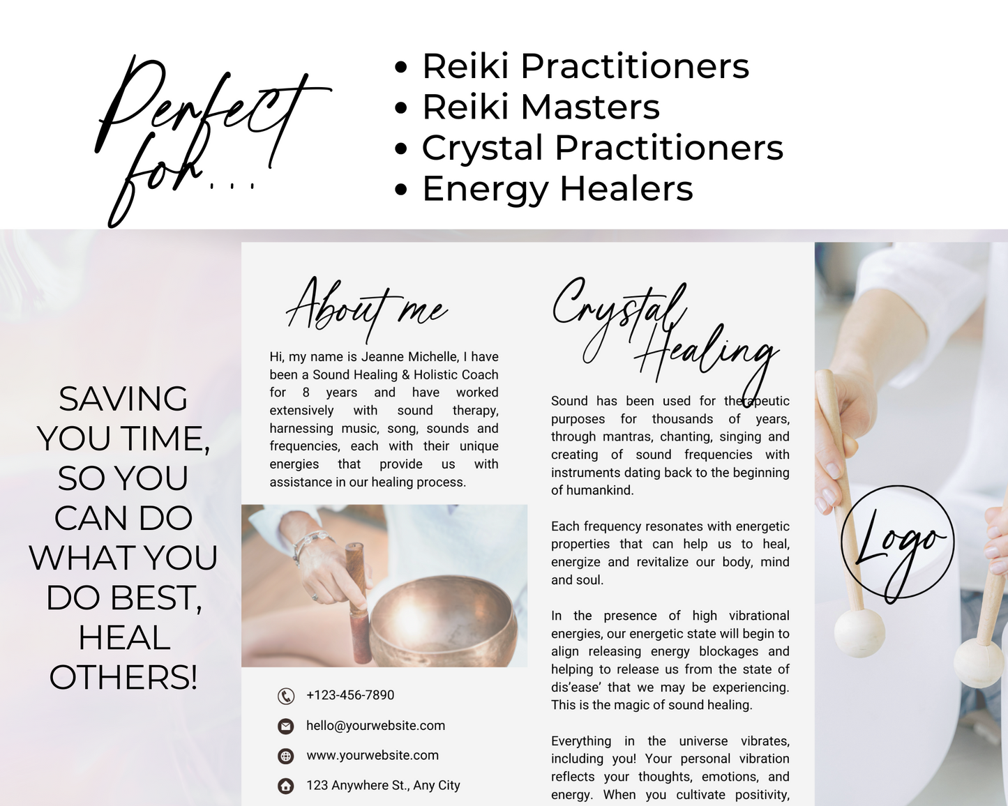 Sound Healing Brochure, Fully Editable in Canva, Includes Images and Text