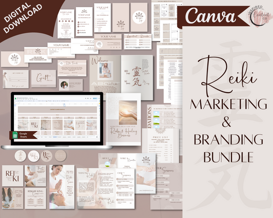 Reiki Social Media Marketing Bundle Vol 1 & 2 - Canva & Reiki Content Planner