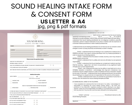 Sound Healing Client Intake & Consent Form (Fully Editable in Canva)