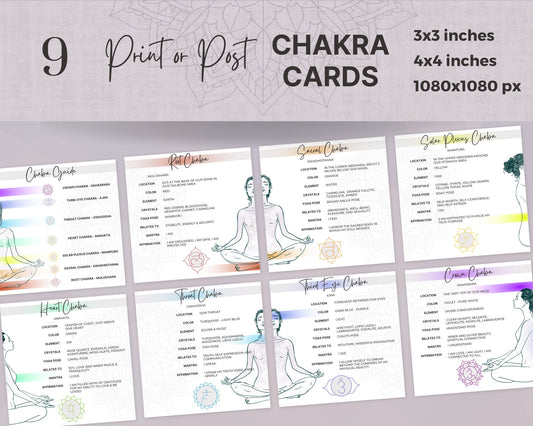 Chakra Meaning Cards, Printable Chakra Cards, Chakra Carousel Post, Chakra Cards, Chakra Information Cards, Chakra Card Template, Reiki