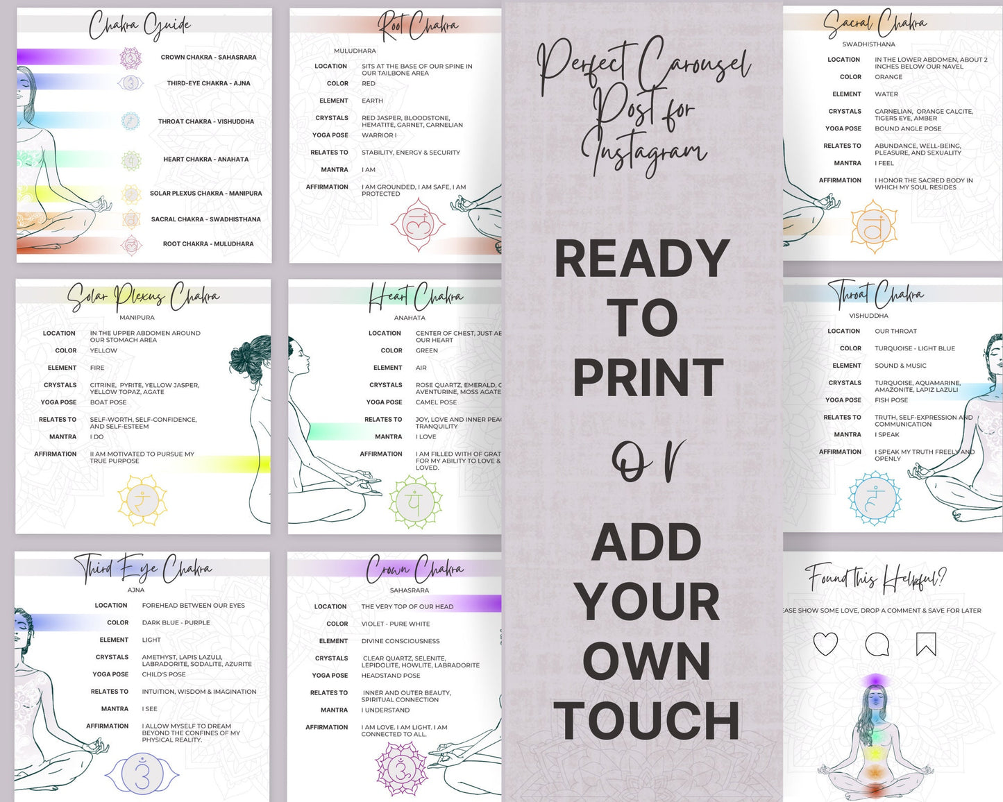 Chakra Meaning Cards, Printable Chakra Cards, Chakra Carousel Post, Chakra Cards, Chakra Information Cards, Chakra Card Template, Reiki