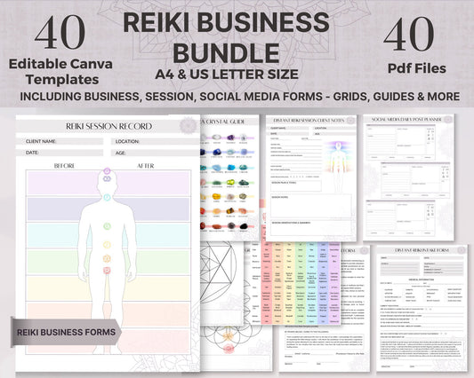 Reiki Business Form Bundle, Reiki Session, Reiki Certificates, Distance Reiki Forms, Reiki Intake Form, Waiver Reiki Session, Chakra Guide