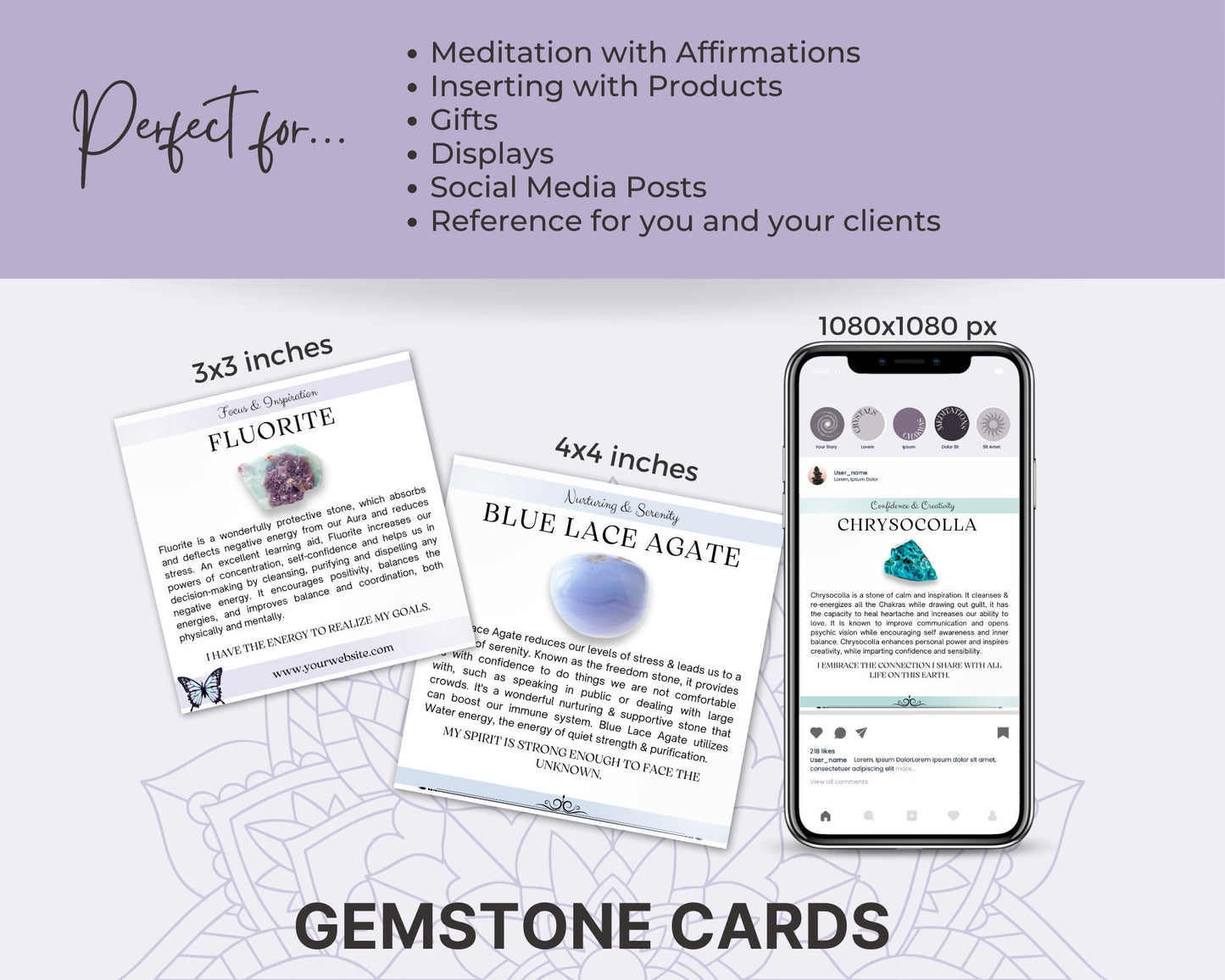 120 Crystal Meaning Card Set, Healing Crystal Info Cards, Gemstone Cards, Digital Crystal Cards, Healing Crystals Inspirational Cards