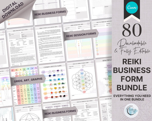 Reiki Business Form Bundle, Reiki Session, Reiki Certificates, Distance Reiki Forms, Reiki Intake Form, Waiver Reiki Session, Chakra Guide