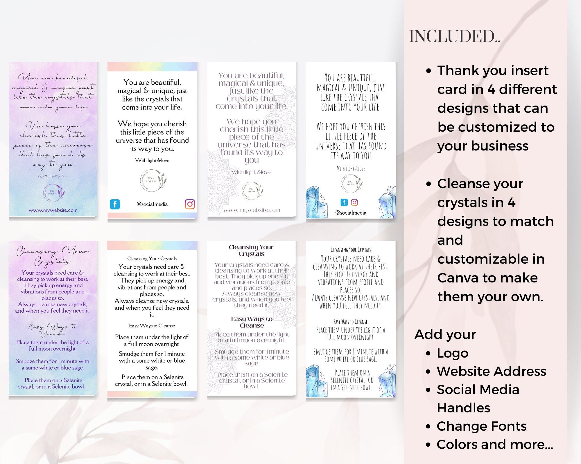 Crystal Insert Cards & Crystal Cleansing Cards Set – Inspired Content Co