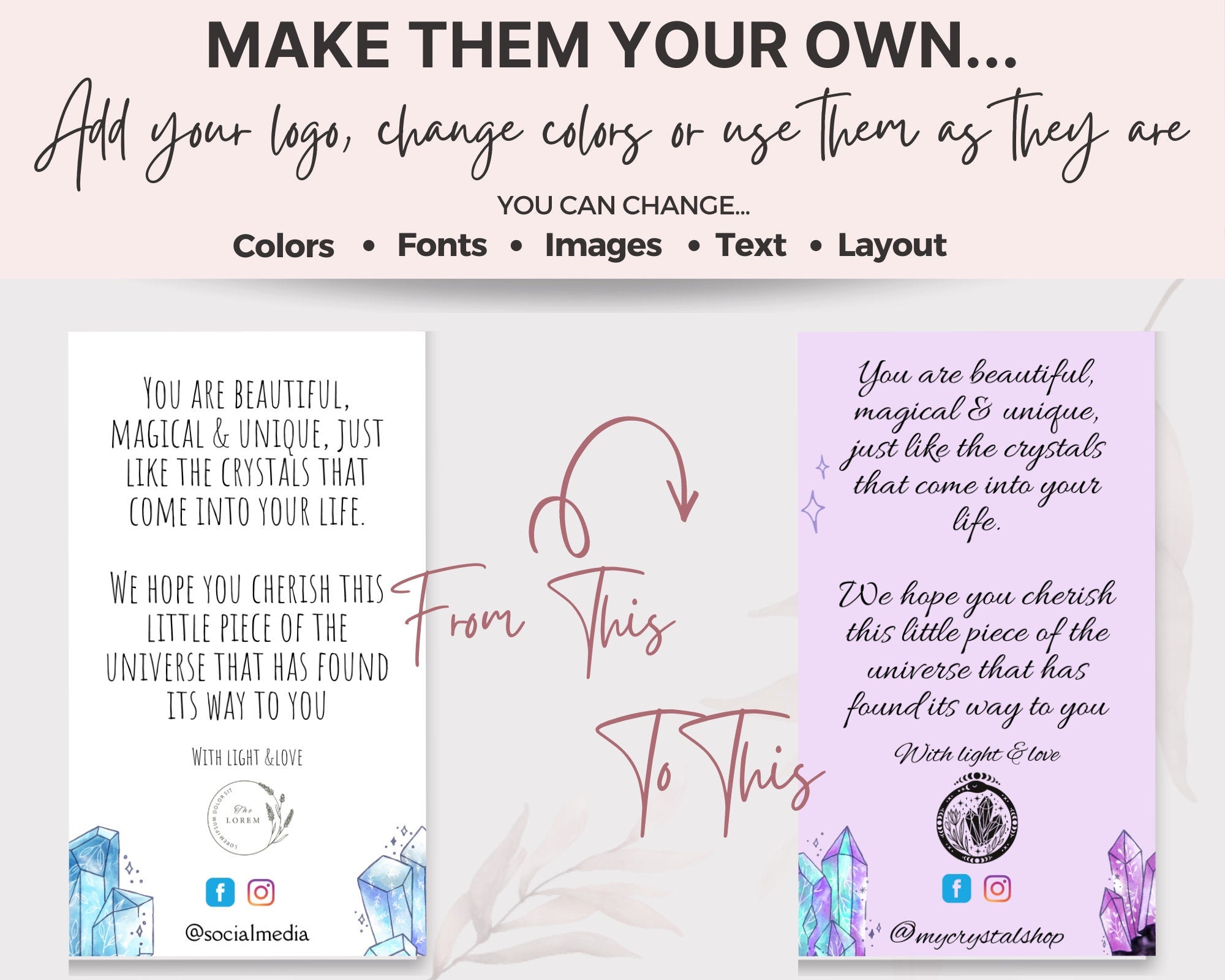 Crystal Insert Cards & Crystal Cleansing Cards Set – Inspired Content Co
