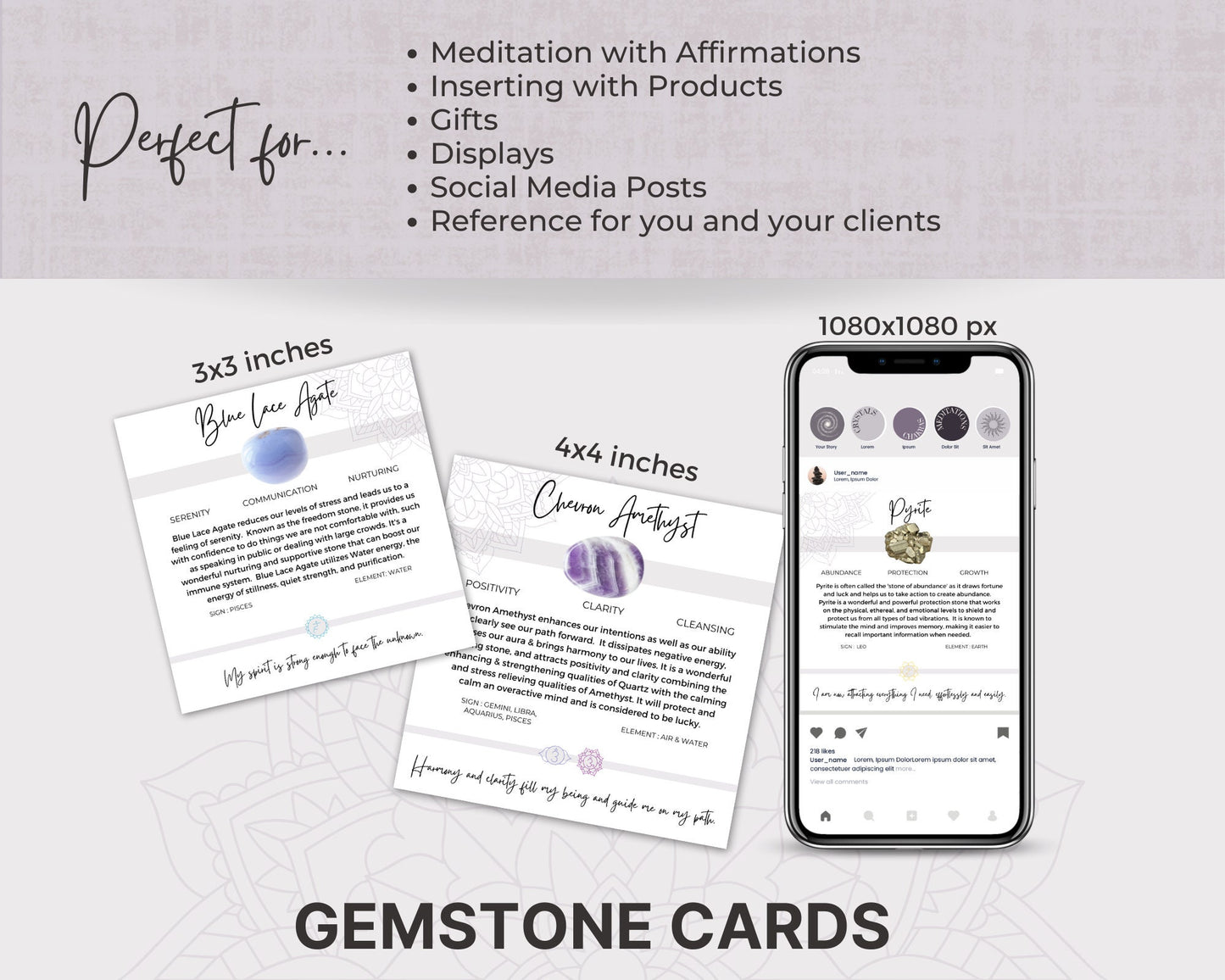 230 Printable Crystal Meaning Cards, Editable Gemstone Cards, Instant Download Crystal Cards, Crystal Information Cards PDF, Chakra Cards