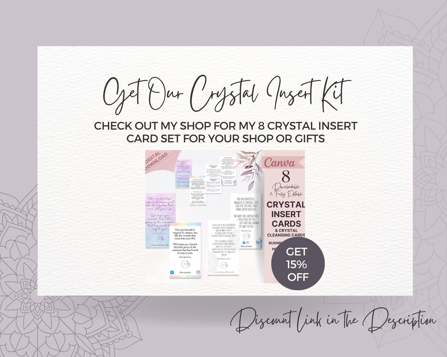 Crystal Thank You Card, You Rock Card, Thank you insert for yr Crystal business, printable thank you for your order, crystal thank you note