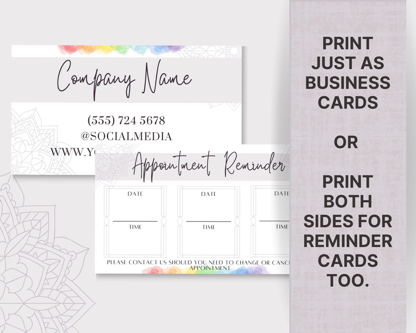 Editable Small Business Card & Appointment Card Template, Printable Customer Reminder Cards, Reiki Session Reminder Cards, Reiki Business