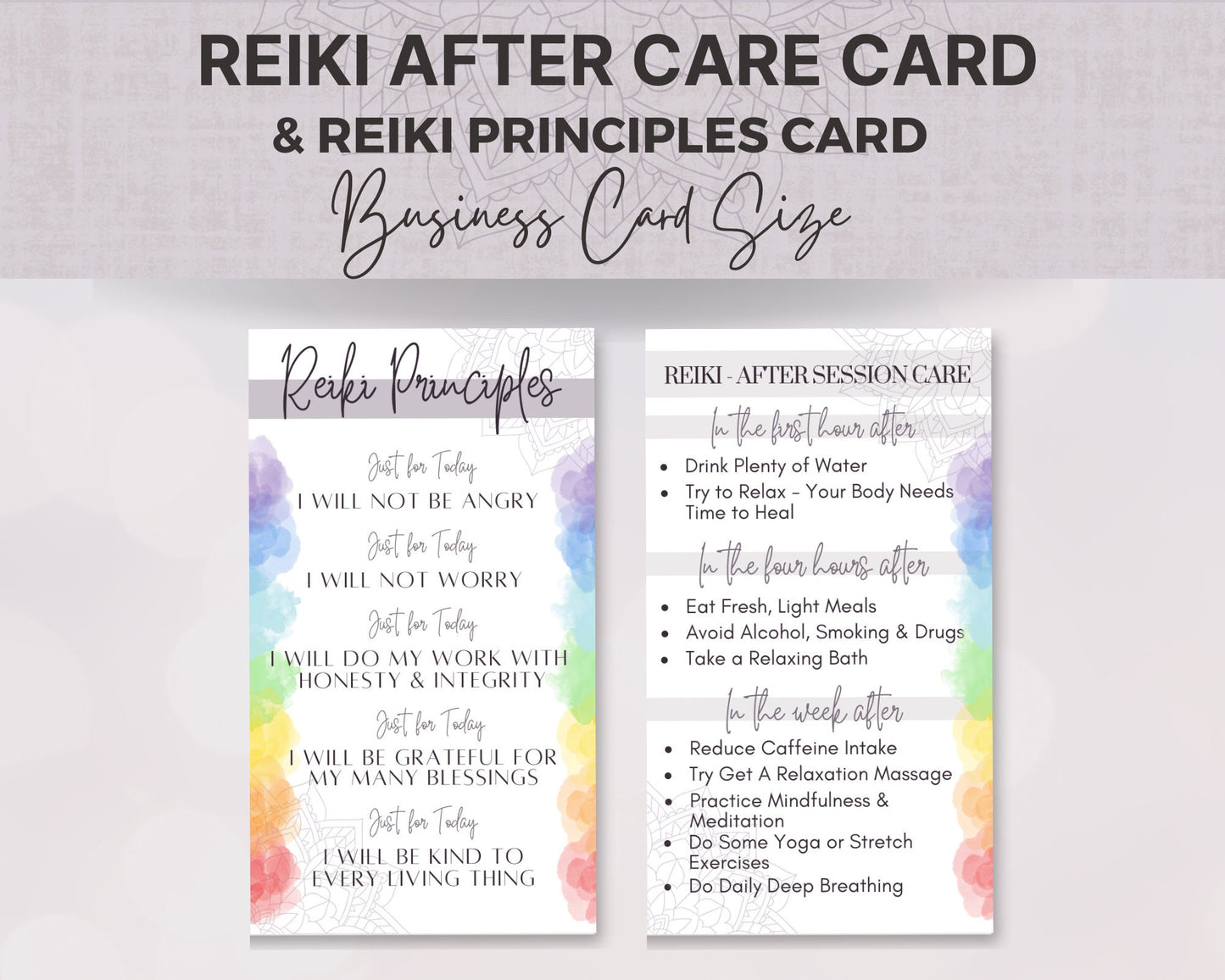 Reiki Principles Card & Reiki Aftercare Card, Just for Today Reiki Prayer, Reiki Healing Vibes, Energy Healing Reiki Card, Reiki Master Gift