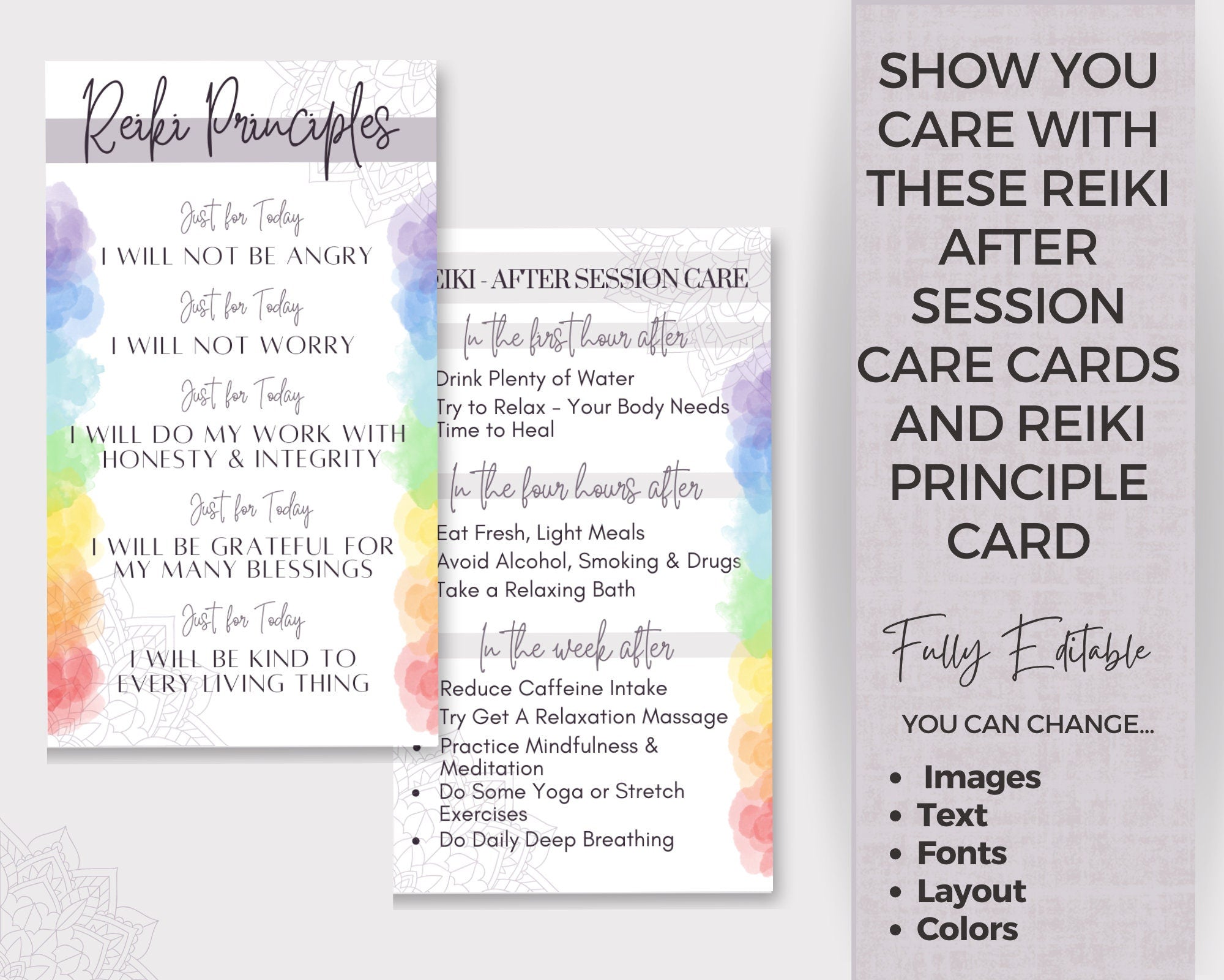 Reiki Principles Card & Reiki Aftercare Card, Just for Today Reiki Prayer, Reiki Healing Vibes, Energy Healing Reiki Card, Reiki Master Gift