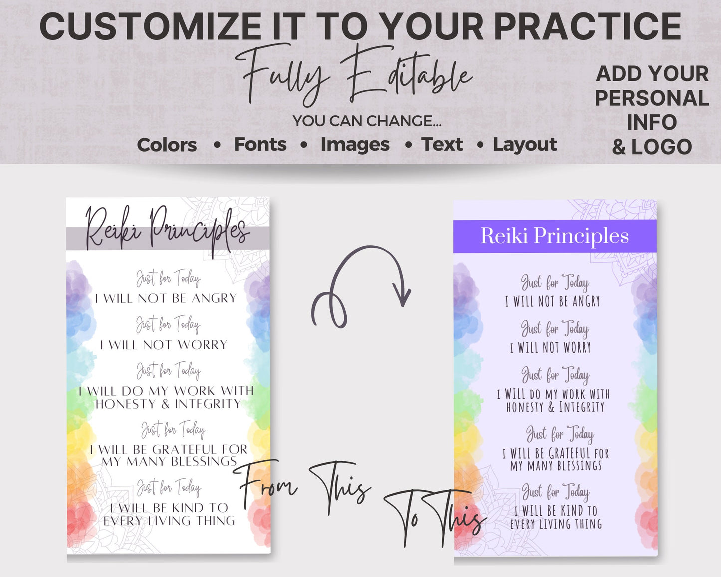 Reiki Principles Card & Reiki Aftercare Card, Just for Today Reiki Prayer, Reiki Healing Vibes, Energy Healing Reiki Card, Reiki Master Gift