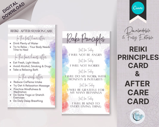 Reiki Principles Card & Reiki Aftercare Card, Just for Today Reiki Prayer, Reiki Healing Vibes, Energy Healing Reiki Card, Reiki Master Gift