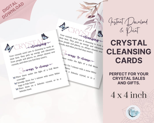 Crystal Cleansing Cards, Crystal Insert Cards, How to Cleanse Your Crystals, Crystal Gift Insert Cards, Crystal Cleansing & Crystal Smudging