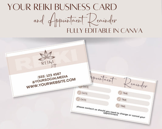 Reiki Business Card, Appointment Card Template, Reiki Printable Customer Reminder Card, Reiki Session Reminder, Energy Healing Reikie cards