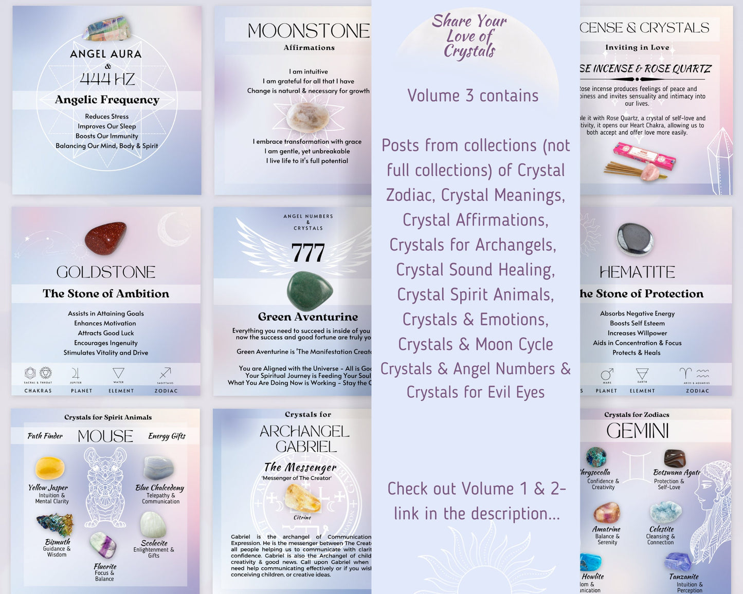 Vol 3 - Crystal Social Media Posts, Energy Healing Spiritual Instagram, Chakra Crystals Template, Crystal shop astrology crystal & witchy IG