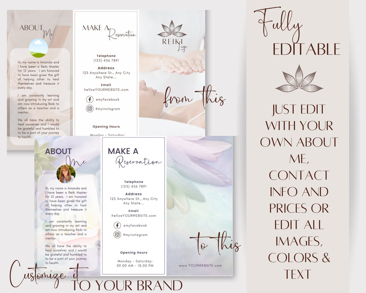 Reiki Marketing Brochure, Reiki Brochure for your Energy Healing & Reiki Business, Reiki Healing Info Brochure, Reiki Session Brochure Canva