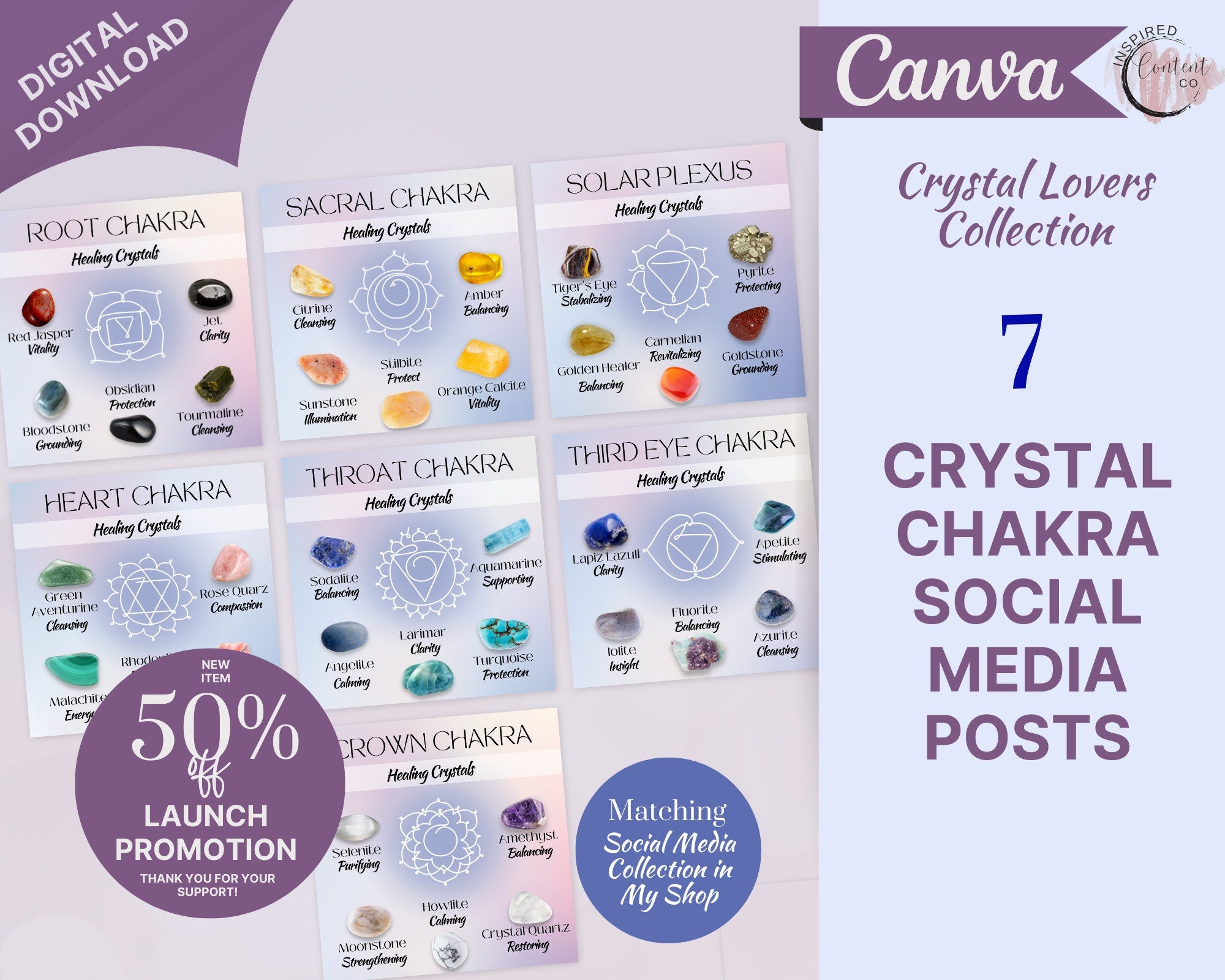 Chakra & Crystals Posts, Chakra Social Media Posts with Crystals ...